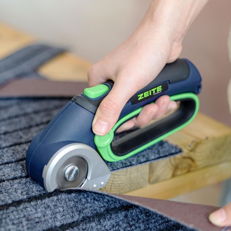 zeite 4V Cordless Electric Scissors,Cardboard Cutter with 2 Blades,Storage Box,USB Charging Cable,Power Rotary Cutter,Max Cutting 1/4",for Cardboard Box,Thin Carpet & Plastic, Easy to Hold and Safe - Image 4